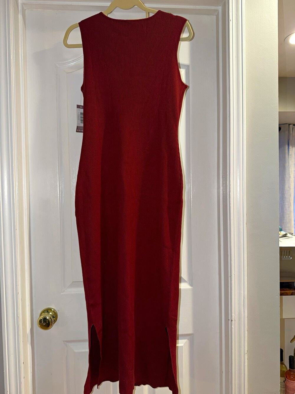 Kindred Bravely Women's Burgundy Solid Knit Maternity Dress Scoop Neck L